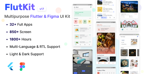 FlutKit – Flutter & Figma UI Kit 17.0