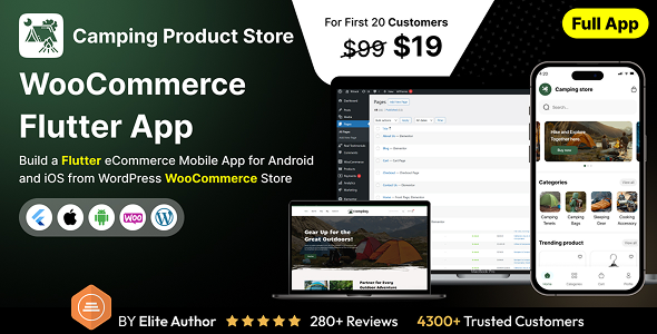 Camping Shop Store App – E-commerce Store app in Flutter (Android, iOS) with WooCommerce Full App