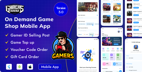 Gamers Arena – On Demand Game Shop Cross Platform Mobile Application 3.0