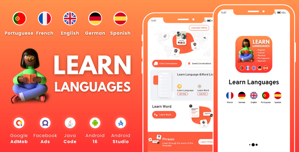 Learn Languages – English Spanish French German with AdMob Facebook Ads Android