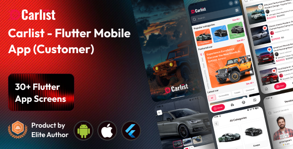 Carlist – Car Listings / Dealership / Directory Mobile App for Customers (Flutter)
