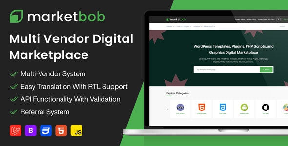 Marketbob – Multi-Vendor Digital Marketplace (SAAS) 2.5
