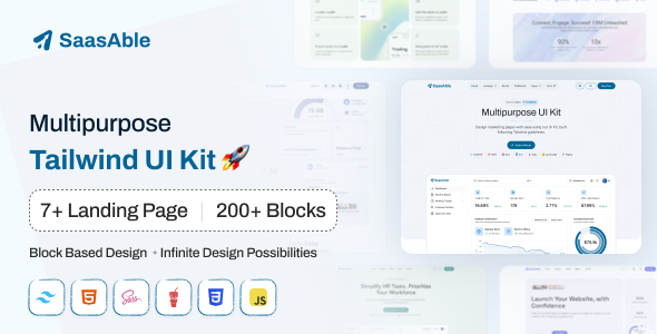 SaasAble – Tailwind Multipurpose UI Kit for Saas, Startup & Agency