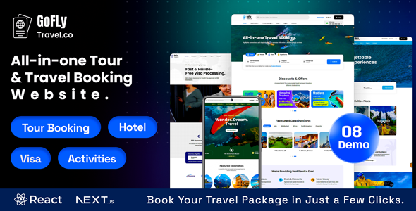 Gofly – Tour and Travel Agency React NextJS Template