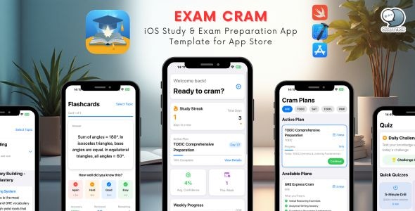 Exam Cram – iOS Study & Exam Preparation App Template