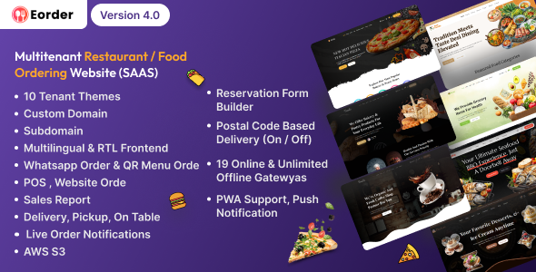 Eorder – Multitenant Restaurant / Food Ordering Website Builder (SAAS) 4.0
