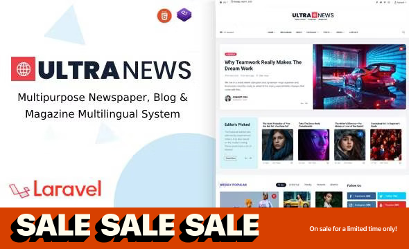 UltraNews – Laravel Newspaper, Blog Multilingual System with support AI Writer, Content Generator 4.2.0