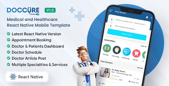 Doccure – On-Demand Doctor Appointment Booking React Native App Template