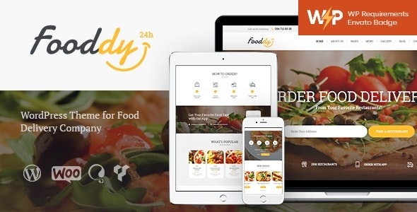 Fooddy 24/7 – Food Delivery Takeout WordPress Theme + Elementor + RTL 1.3.11