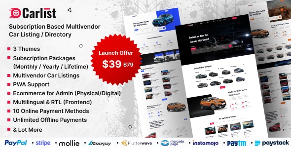 Carlist – Multivendor Car Listing / Dealer / Directory Website (Subscription Based) 3.6
