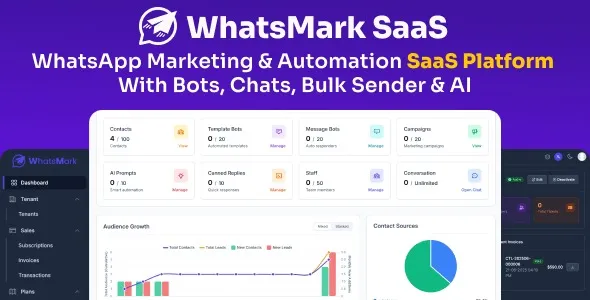 WhatsMarkSaaS – WhatsApp Marketing & Automation SaaS Platform with Bots, Chats, Bulk Sender & AI [Extended Version] 2.0.0