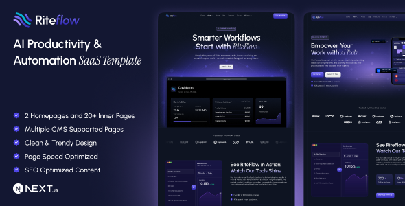 Riteflow – SaaS & AI Startup Next.js Template