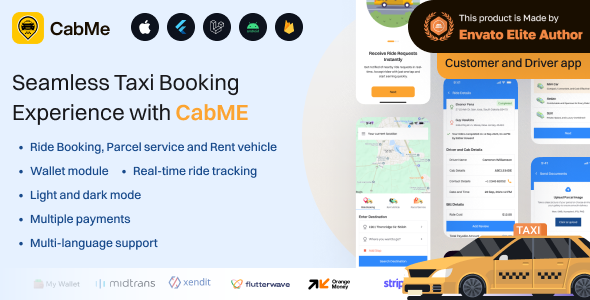 CabME – Flutter Complete Taxi app | Taxi Booking Solution 7.5