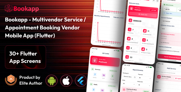 Bookapp – Service / Appointment Booking Marketplace Mobile App for Sellers (Flutter)