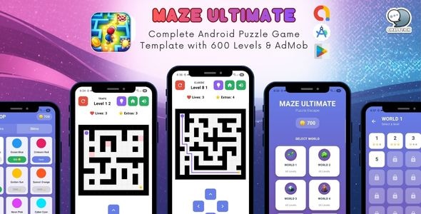 Maze Ultimate – Complete Android Puzzle Game Template with 600 Levels & AdMob