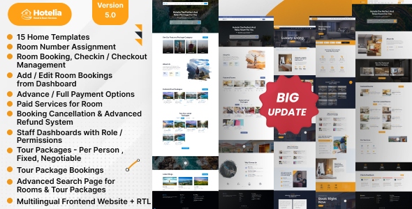 Hotelia – Hotel Booking Management Website 5.0