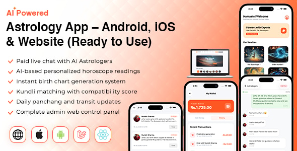 Ready to Use AI Powered Astrology App – Android, iOS, Website & Admin Panel