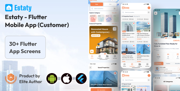 Estaty – Real Estate / Property Listings Marketplace Flutter Mobile App for Customers