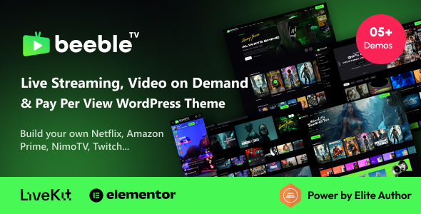 Beeble – Live Streaming, Video on Demand & Pay Per View WordPress Theme 1.4.4.