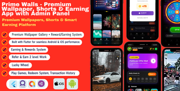 Prime Walls – Ultimate Wallpaper, Shorts & Earning App