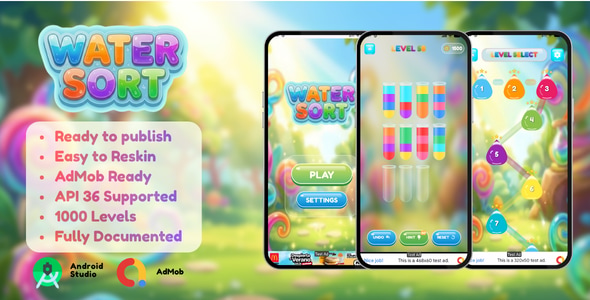 Water Sort Puzzle – Android Studio Project | AdMob Ads | Publish Ready