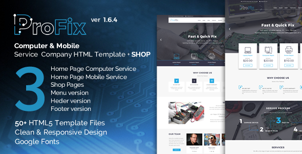ProFix – Computer & Mobile Phone Repair Service Company + Shop HTML5 Template