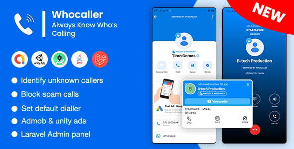 Whocaller Truecaller ID & Spam Blocker App With Admin Panel 1.7