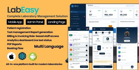 LabEasy – Complete Laboratory Management Software | Admin Panel Website and Mobile App UI | SaaS