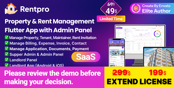 RentPro Best Property & Rent Management Software with Laravel Admin + Flutter Mobile App 2.1.0