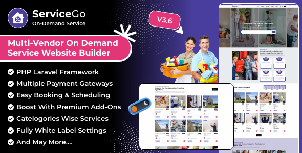ServiceGo – Multi Vendor On-Demand Service & Handyman Booking Marketplace 3.6
