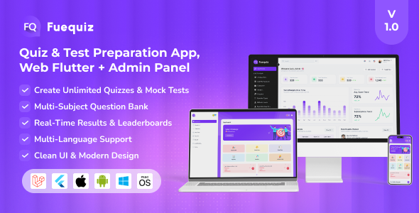 Fuequiz – Online Quiz, Mock Test & CBT Exam System with Question Bank (App + Web + Admin Panel)