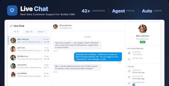 Live Chat – Floating Ajax Live Chat with Agent Portal for Botble scripts