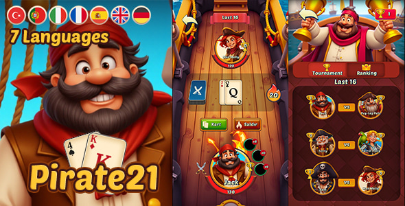 Pirate21 – Blackjack – HTML Game – Construct 3 – C3P