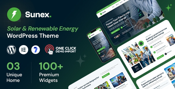Sunex – Solar & Renewable Energy WordPress Theme