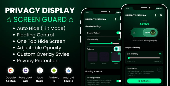 Privacy Display Screen Guard with AdMob Facebook Ads Android