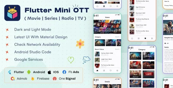 Flutter Mini OTT | Live Tv, Movie, Videos, Radios 7.0