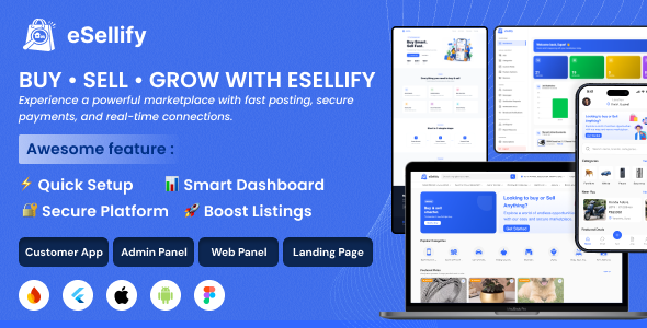 eSellify Buy & Sell Marketplace Flutter App with Admin Panel | Classified Ads App like OLX, Quikr 1.2