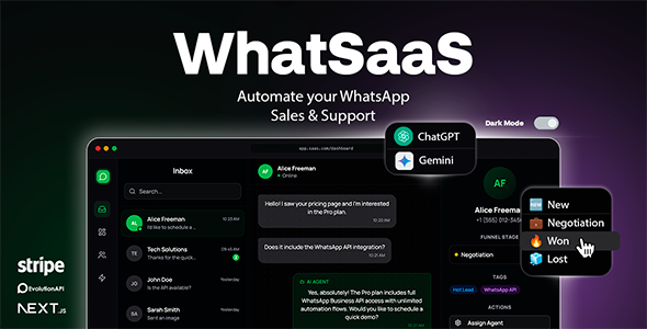 WhatSaaS — Multi-Tenant WhatsApp Sales & Support: Chatbots, Flow Builder & API Access 1.0.5