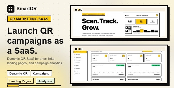 SmartQR SaaS – Dynamic QR Codes, Short Links, Landing Pages, Campaign Tracking & Analytics