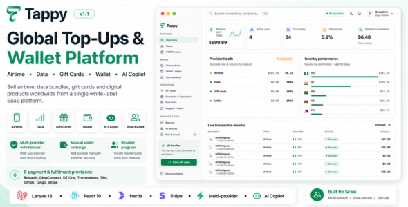 Tappy – Global Top-Ups, Gift Cards & Wallet SaaS Platform