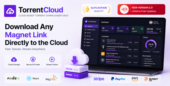 TorrentCloud – Torrent Downloader SaaS with Cloud Storage & File Streaming 2.0