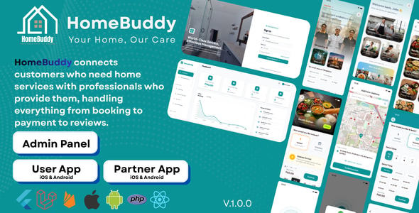 HomeBuddy – Complete On-Demand Home Service Booking Platform | Laravel + Flutter
