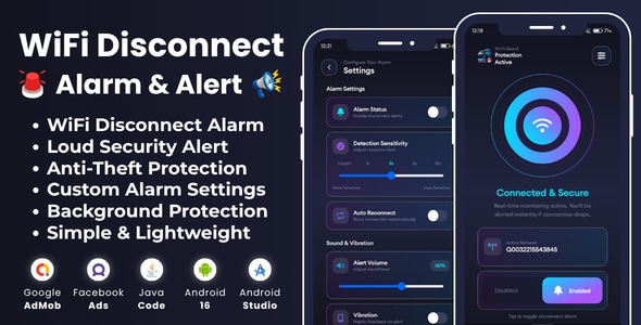 WiFi Disconnect Alarm Alert with AdMob Facebook Ads Android