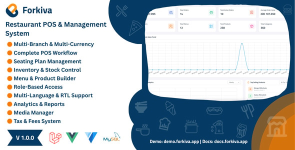 Forkiva – Restaurant POS & Management System (Laravel + Vue.js) 1.9.0