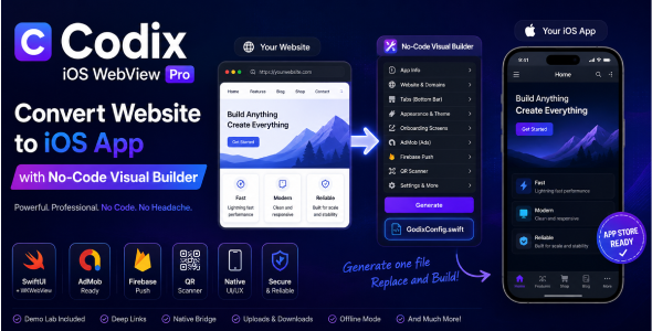 Codix WebView — Convert Website to iOS App With No-Code Visual Builder