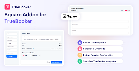 Square Payment Integration With TrueBooker