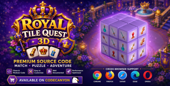 Royal Tile Quest 3D | Kingdom Tile Adventure HTML5 Game