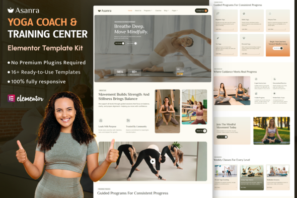 Asanra – Yoga, Meditation & Wellness Elementor Template Kit