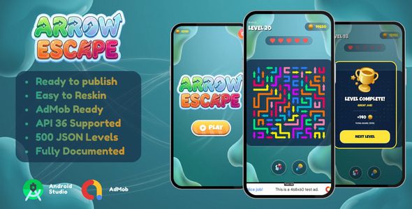 Arrow Escape – Puzzle Game Android Studio Project with AdMob and Publish Ready