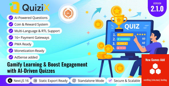 QuiziX – AI Quiz & Trivia Game | Laravel + Next.js Gamified Quiz Platform 3.0.5